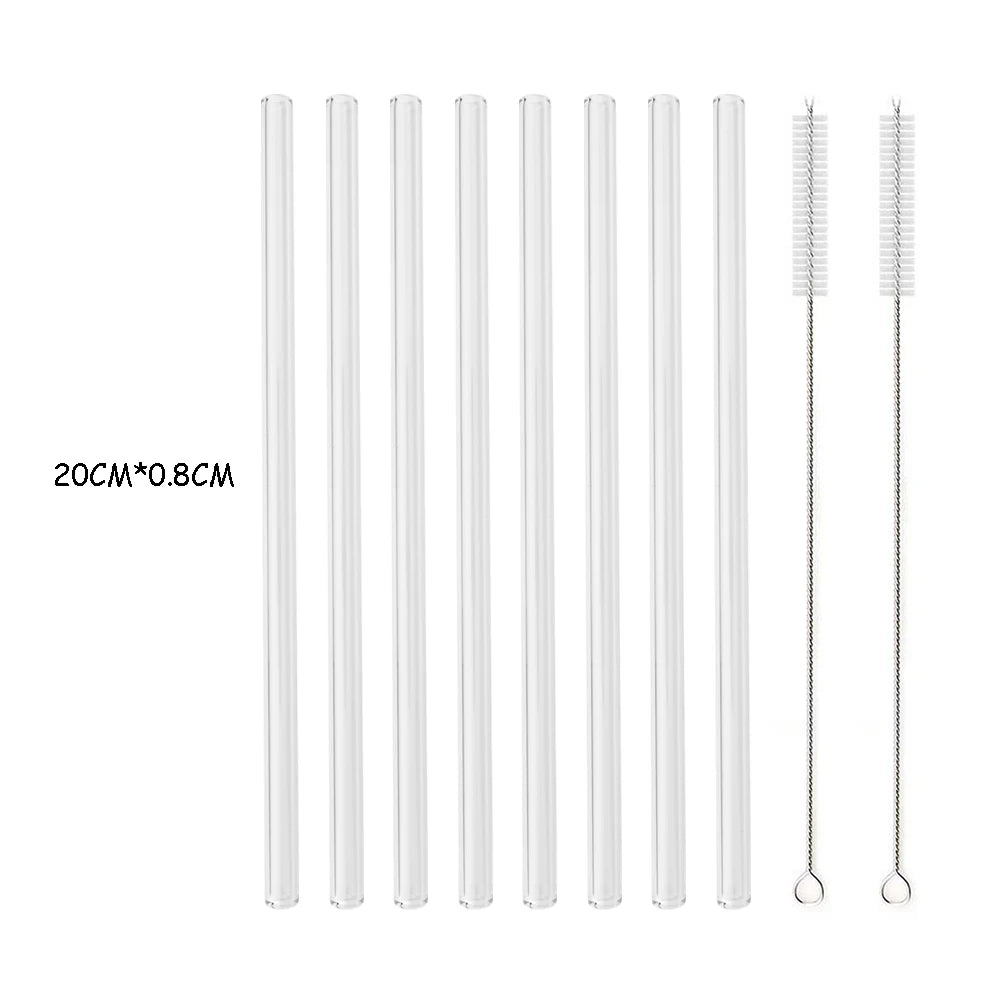 Reusable Glass Straws | High Borosilicate Eco-Friendly Drinking Straws | Boba, Bubble Tea, Milkshakes & More