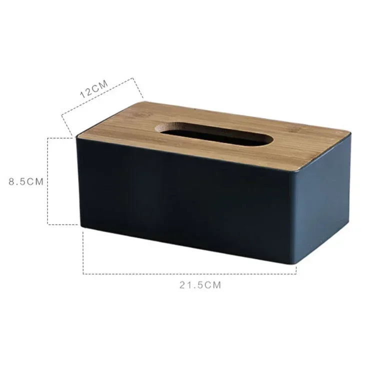 Stylish Tissue Box with Bamboo Cover – Elegant Napkin Holder for Home & Hotel Décor