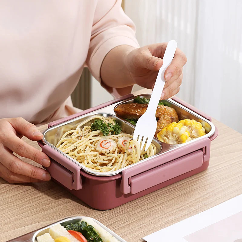 Stainless Steel Leakproof Lunch Box – Eco-Friendly, Insulated Food Container with Cutlery