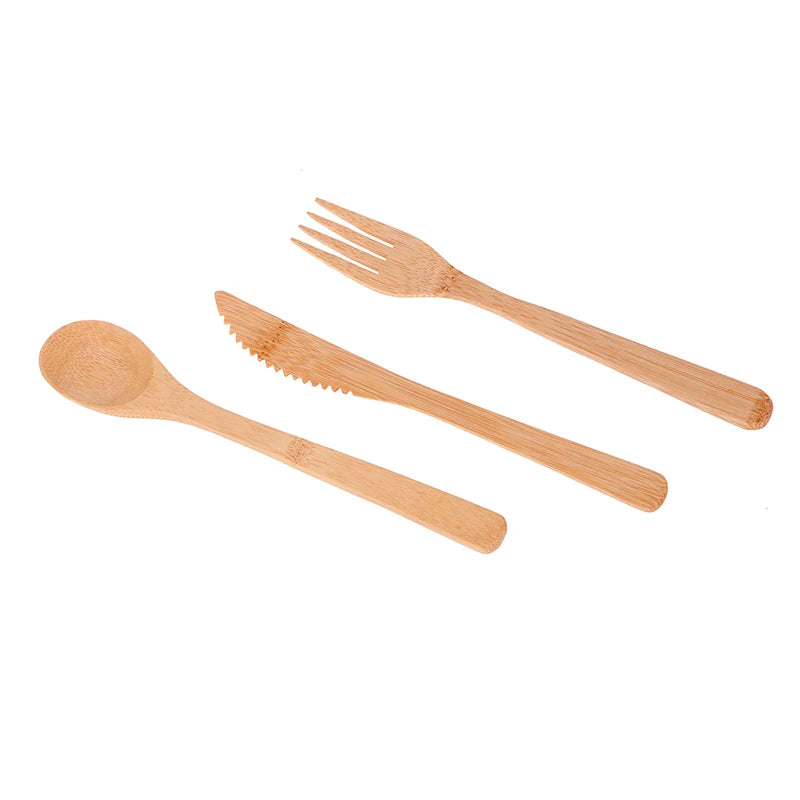 Eco-Friendly Bamboo Travel Cutlery Set | Reusable Fork, Knife & Spoon - Sustainable Wooden Utensils for On-the-Go