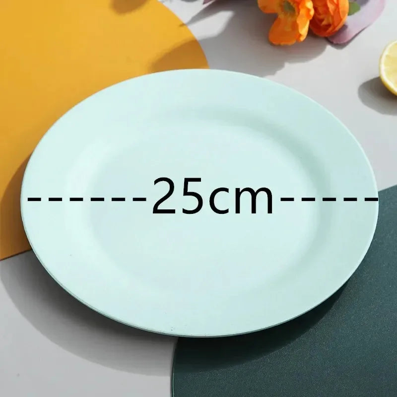 25cm Wheat Straw Pizza Tray | Unbreakable & Reusable Plastic Dinner Plate | Eco-Friendly Tableware for Pasta, Steak & More