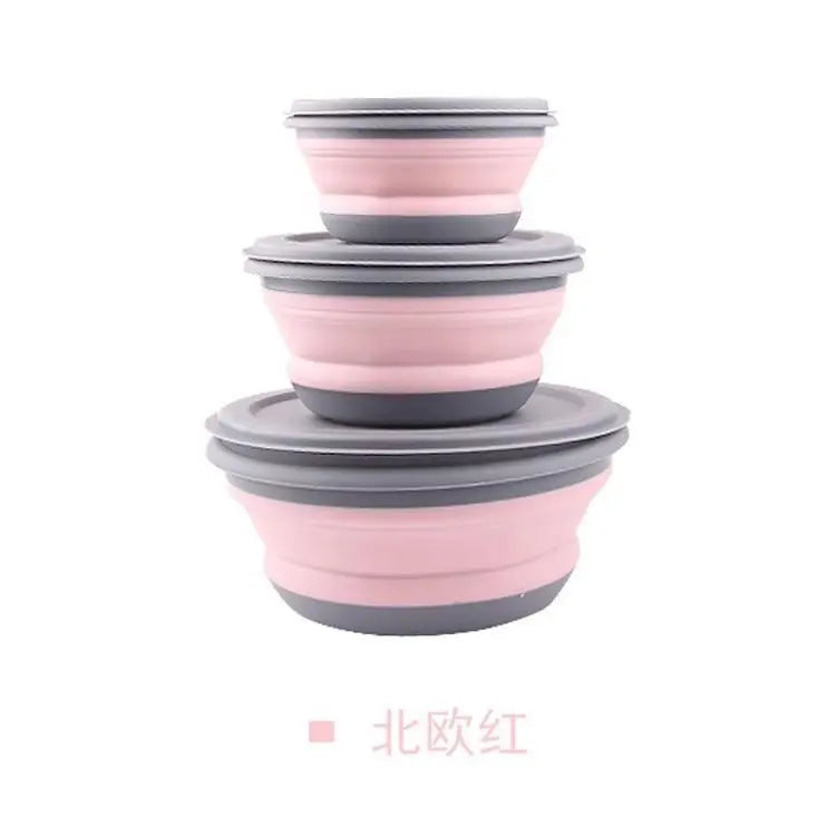 Collapsible Travel Bowl Set | 3-Piece Foldable Plastic Food Container | BPA-Free & Durable