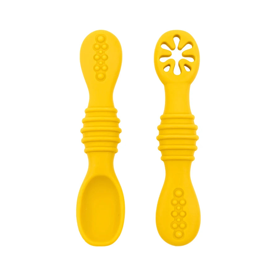 2PCS Silicone Baby Learning Spoon Set | BPA-Free Soft Training Utensils for Self-Feeding