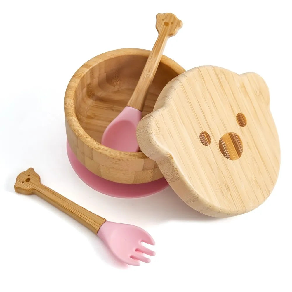 Eco-Friendly Baby Bamboo Dinnerware Set | Non-Toxic | Suction Base | Safe Feeding Essentials