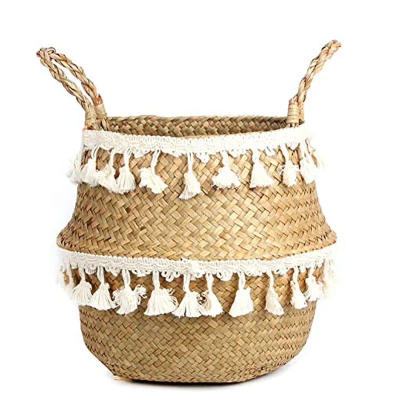 Handmade Wicker & Seagrass Storage Basket – Eco-Friendly, Foldable & Multi-Purpose