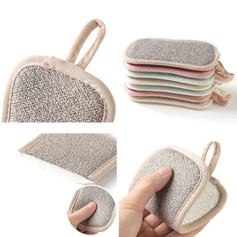 Double-Sided Reusable Microfiber Dishwashing Sponge – Eco-Friendly Kitchen Cleaning Pad