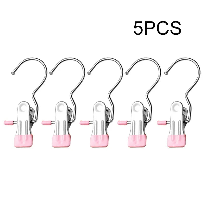 5PCS Stainless Steel Clothespins with Hooks – Durable & Eco-Friendly Laundry Pegs