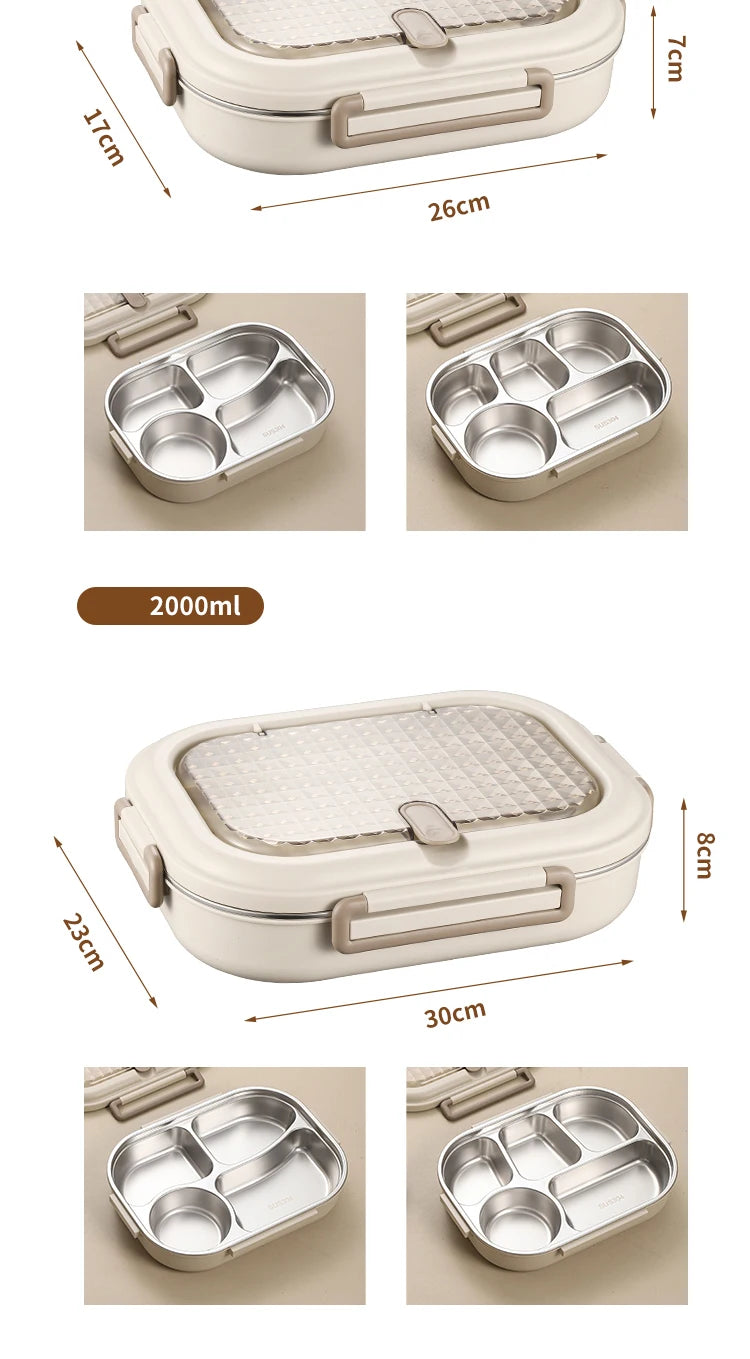 304 Stainless Steel Insulated Lunch Box – Leakproof, Portable, & Large-Capacity Bento Box