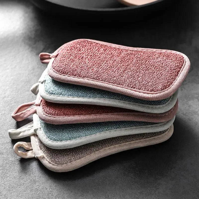 Double-Sided Reusable Microfiber Dishwashing Sponge – Eco-Friendly Kitchen Cleaning Pad