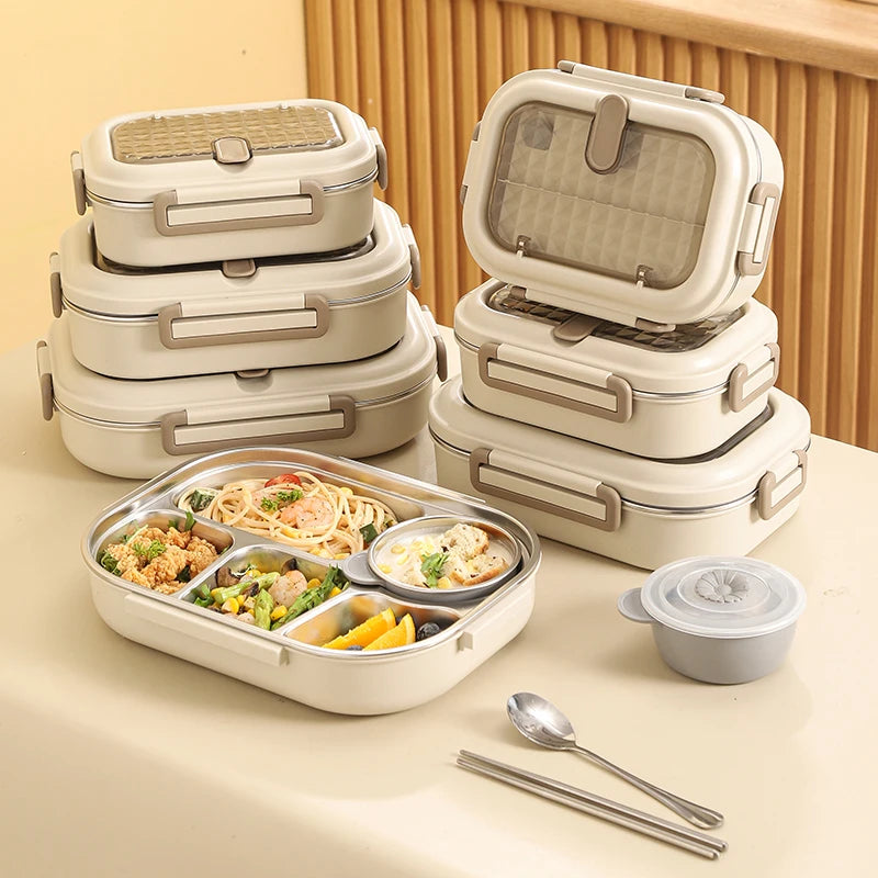 304 Stainless Steel Insulated Lunch Box – Leakproof, Portable, & Large-Capacity Bento Box