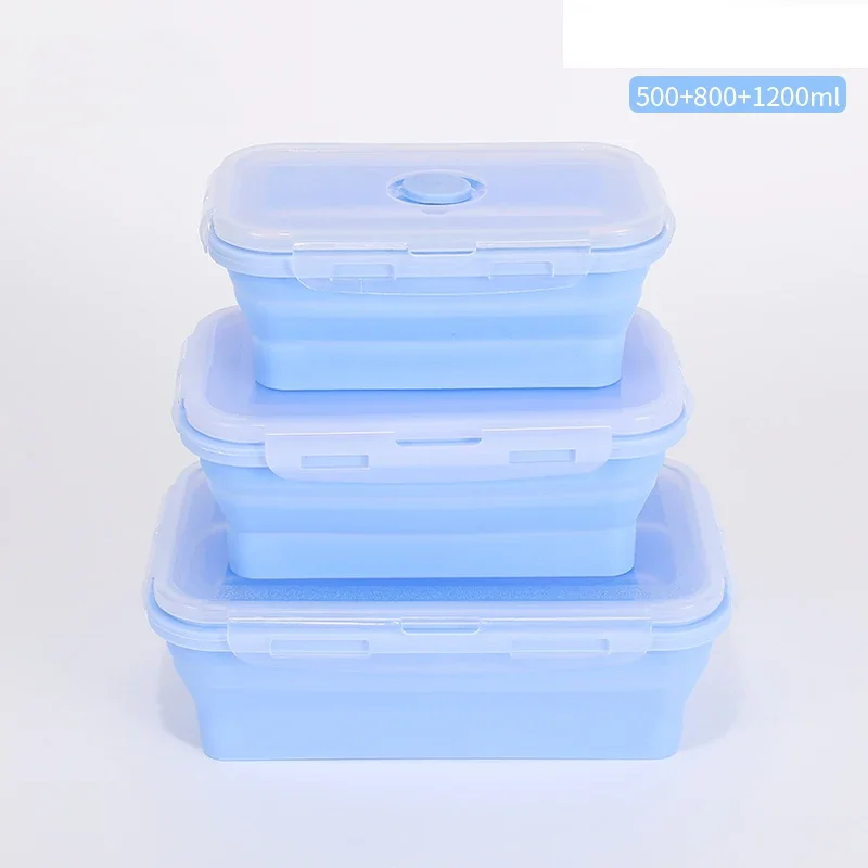 Collapsible Silicone Lunch Box – Eco-Friendly, Leakproof, Microwavable & Foldable Meal Prep Storage