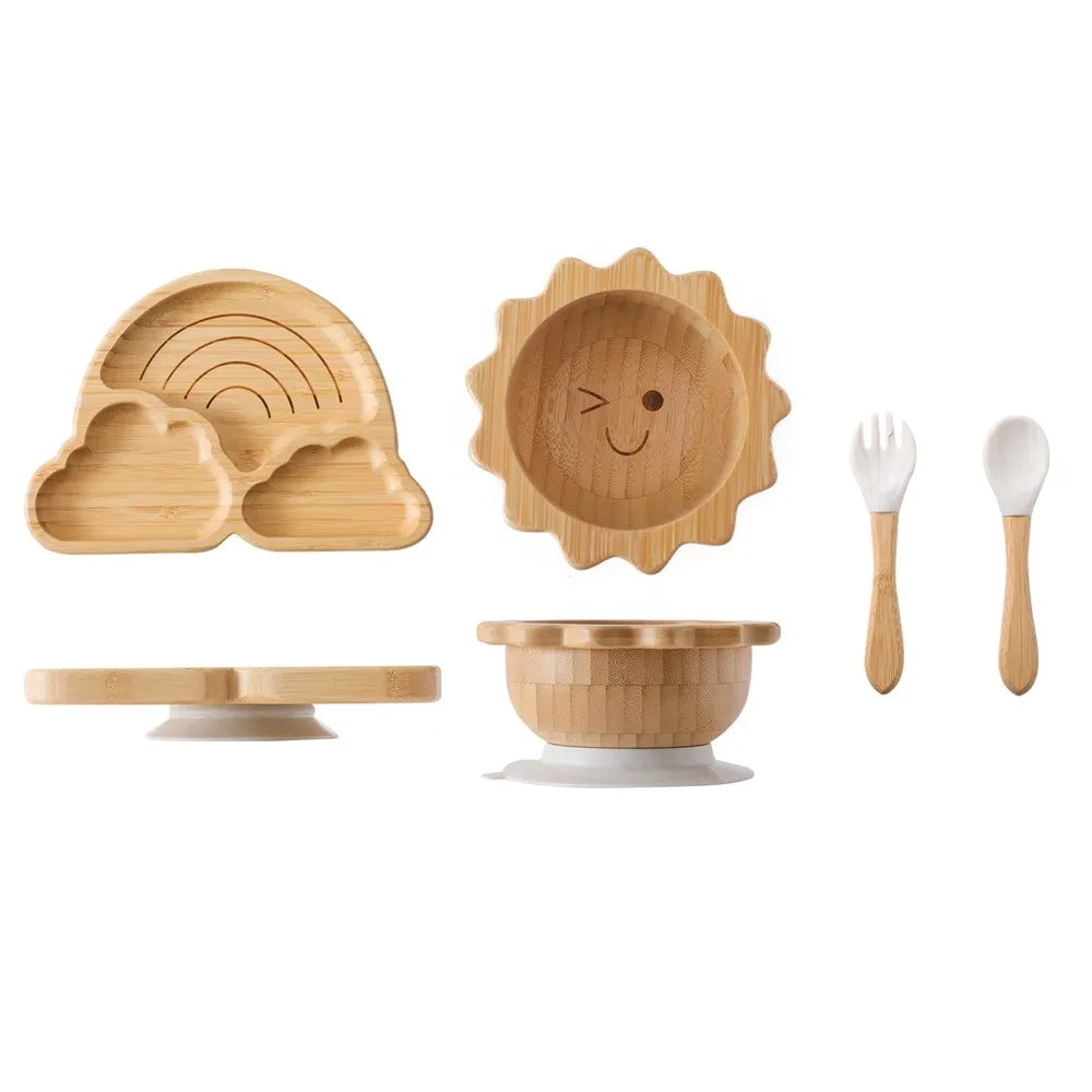 Eco-Friendly Baby Bamboo Dinnerware Set | Non-Toxic | Suction Base | Safe Feeding Essentials