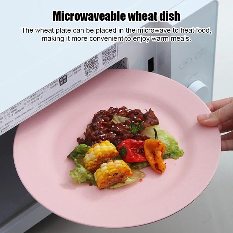 25cm Wheat Straw Pizza Tray | Unbreakable & Reusable Plastic Dinner Plate | Eco-Friendly Tableware for Pasta, Steak & More