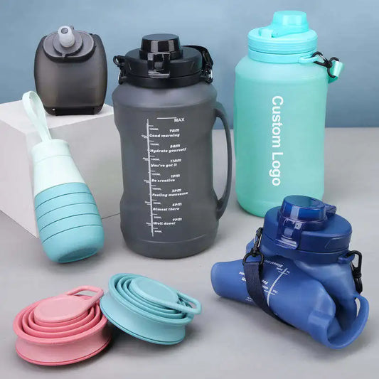 Foldable Silicone Water Bottle | Eco-Friendly, Leak-Proof & Motivational | Perfect for Hiking, Gym & Travel