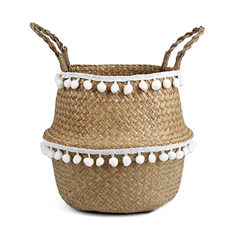 Handmade Wicker & Seagrass Storage Basket – Eco-Friendly, Foldable & Multi-Purpose