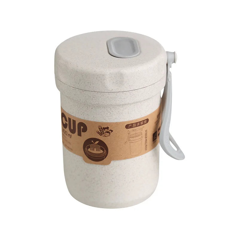 Portable Wheat Straw Coffee Mug with Lid & Spoon – Eco-Friendly, Leakproof & Reusable Travel Cup