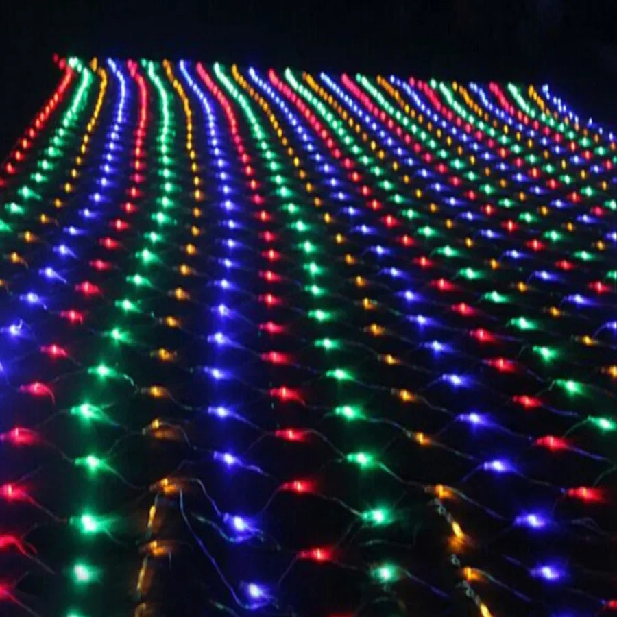 Solar LED Net Mesh String Lights - 8 Modes, Waterproof Christmas Garland for Holiday Decor, Wedding & Party Lights, 20m, Multicolor, Warm White, Blue