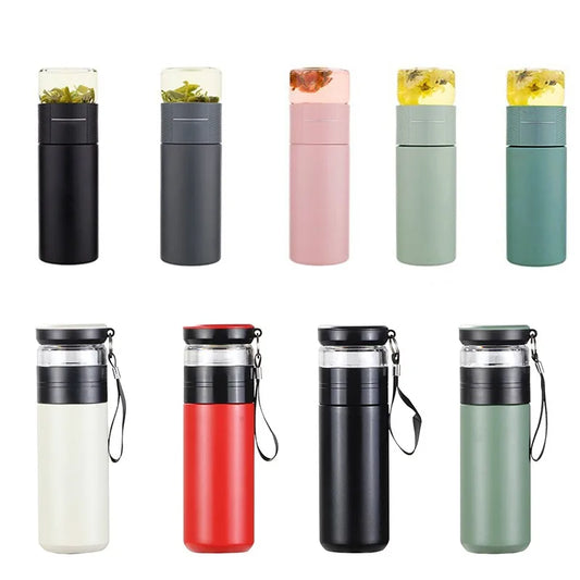 Insulated Stainless Steel Tea Bottle with Infuser – Leakproof & Eco-Friendly Travel Flask