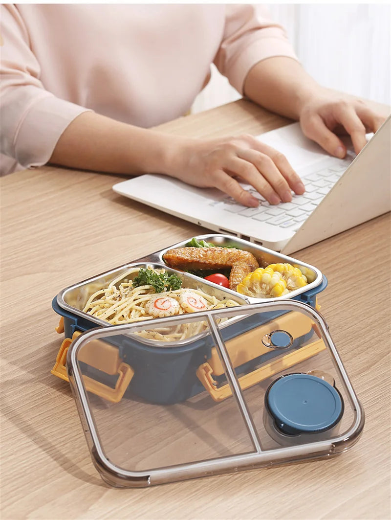 Stainless Steel Leakproof Lunch Box – Eco-Friendly, Insulated Food Container with Cutlery