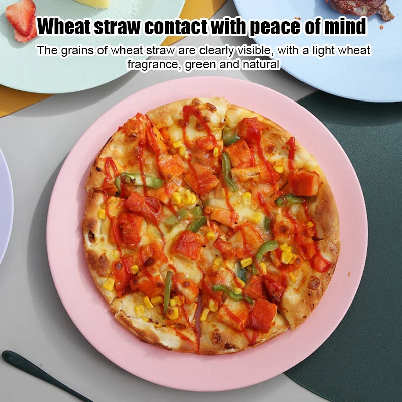 25cm Wheat Straw Pizza Tray | Unbreakable & Reusable Plastic Dinner Plate | Eco-Friendly Tableware for Pasta, Steak & More