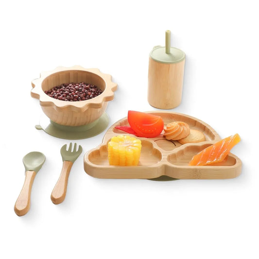 Eco-Friendly Baby Bamboo Dinnerware Set | Non-Toxic | Suction Base | Safe Feeding Essentials