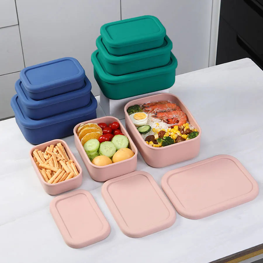 Eco-Friendly Silicone Bento Lunch Box for Kids | Leakproof, Reusable & Microwavable | Safe & Portable Food Storage for School, Picnic, and Meal Prep