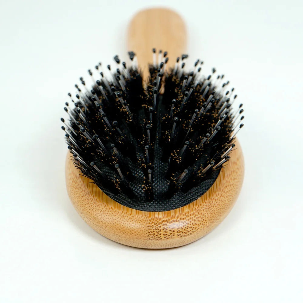 Natural Bamboo Hair Brush – Boar Bristle & Wooden Air Cushion Comb | Eco-Friendly Detangler for Smooth & Healthy Hair