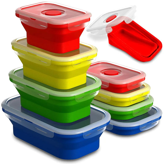 Collapsible Silicone Food Storage Container | Eco-Friendly Bento Lunch Box | Leakproof & Space-Saving Design