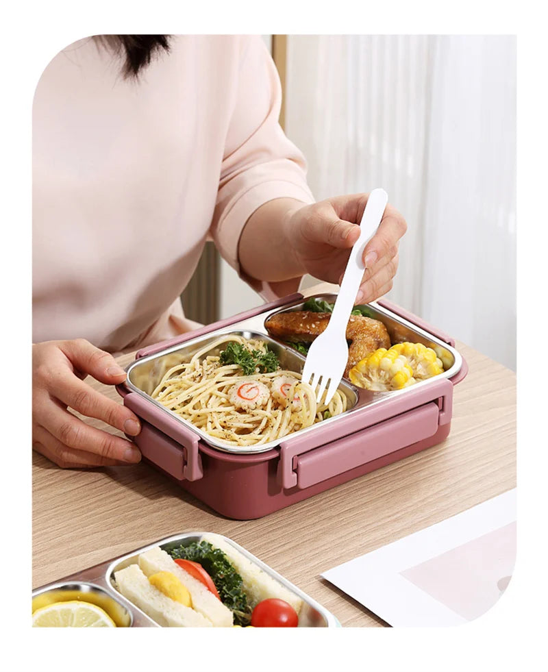 Stainless Steel Leakproof Lunch Box – Eco-Friendly, Insulated Food Container with Cutlery