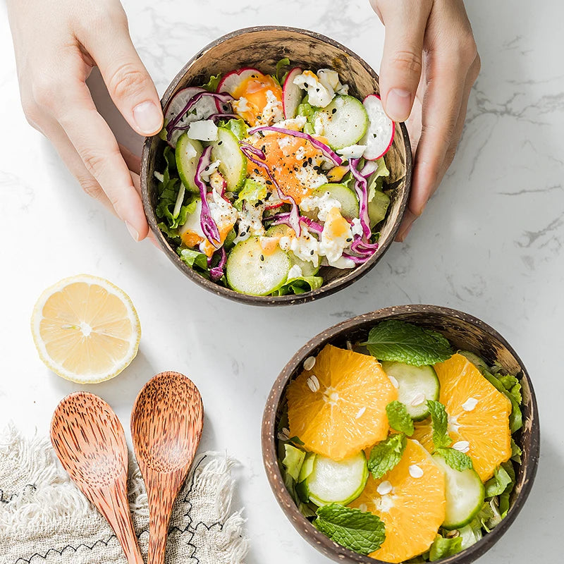 Handmade Natural Coconut Bowl – Eco-Friendly & Sustainable | Perfect for Rice, Salad, Dessert & Snacks