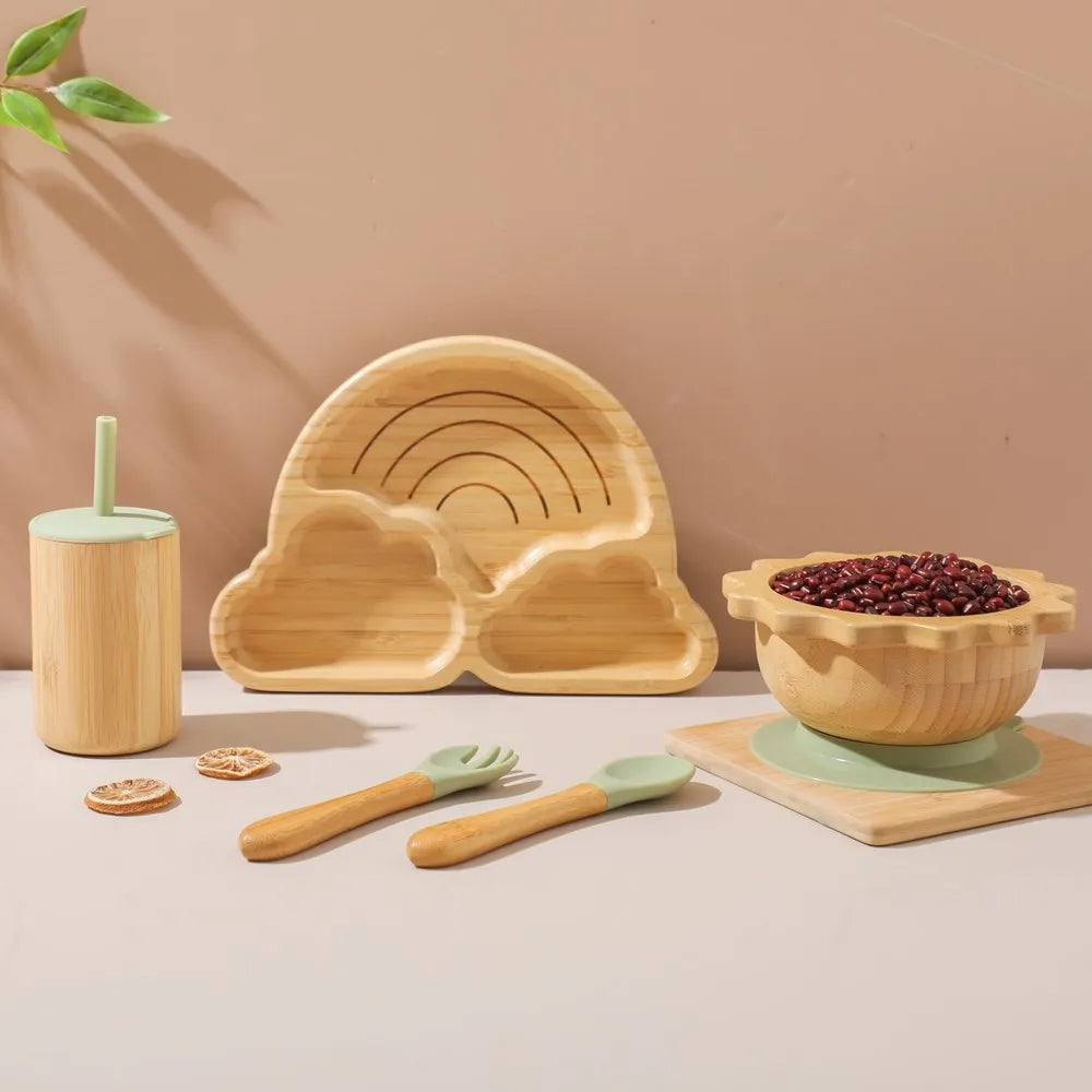 Eco-Friendly Baby Bamboo Dinnerware Set | Non-Toxic | Suction Base | Safe Feeding Essentials