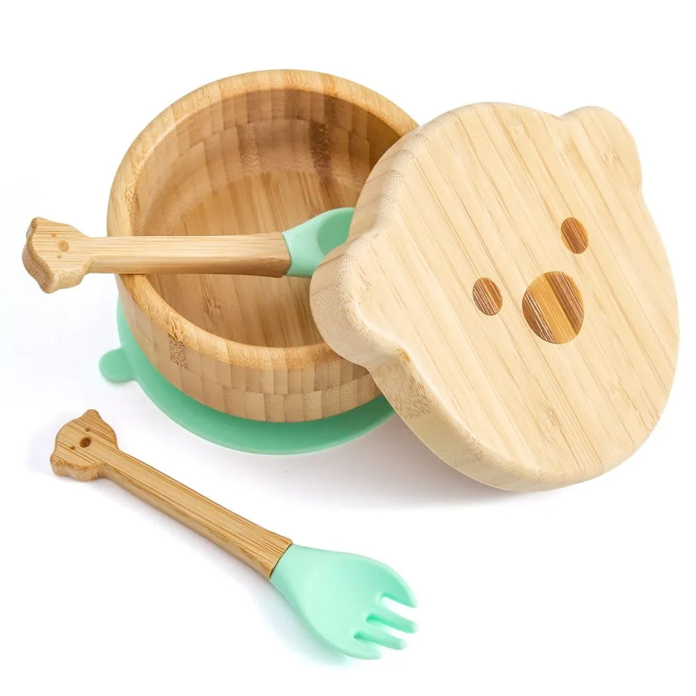 Eco-Friendly Baby Bamboo Dinnerware Set | Non-Toxic | Suction Base | Safe Feeding Essentials