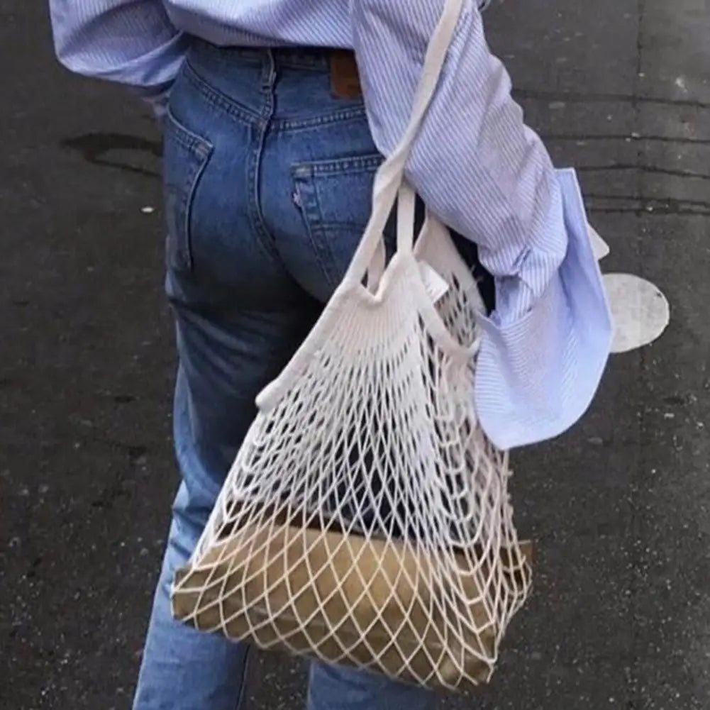 Eco-Friendly Cotton Mesh Shopping Bag – Breathable, Foldable & Reusable Tote for Produce & Groceries