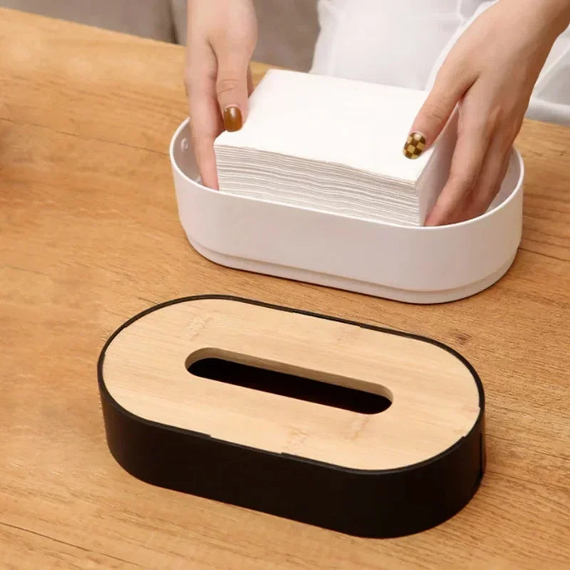 Bamboo & PP Tissue Box – Stylish Eco-Friendly Napkin & Toilet Paper Holder