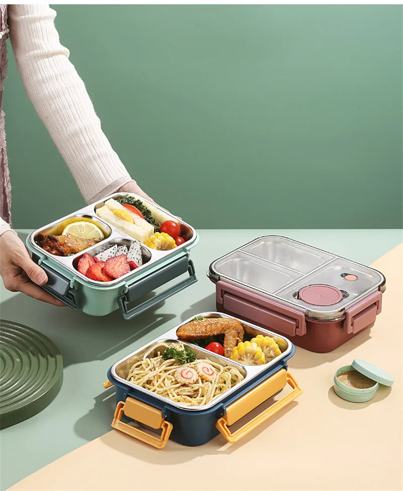 Stainless Steel Leakproof Lunch Box – Eco-Friendly, Insulated Food Container with Cutlery