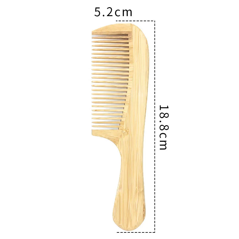 Bamboo Wide Tooth Comb | Anti-Static Detangling Hair Brush for Curly & Straight Hair | Gentle Scalp Massage & Smoothing | Eco-Friendly for Women & Men