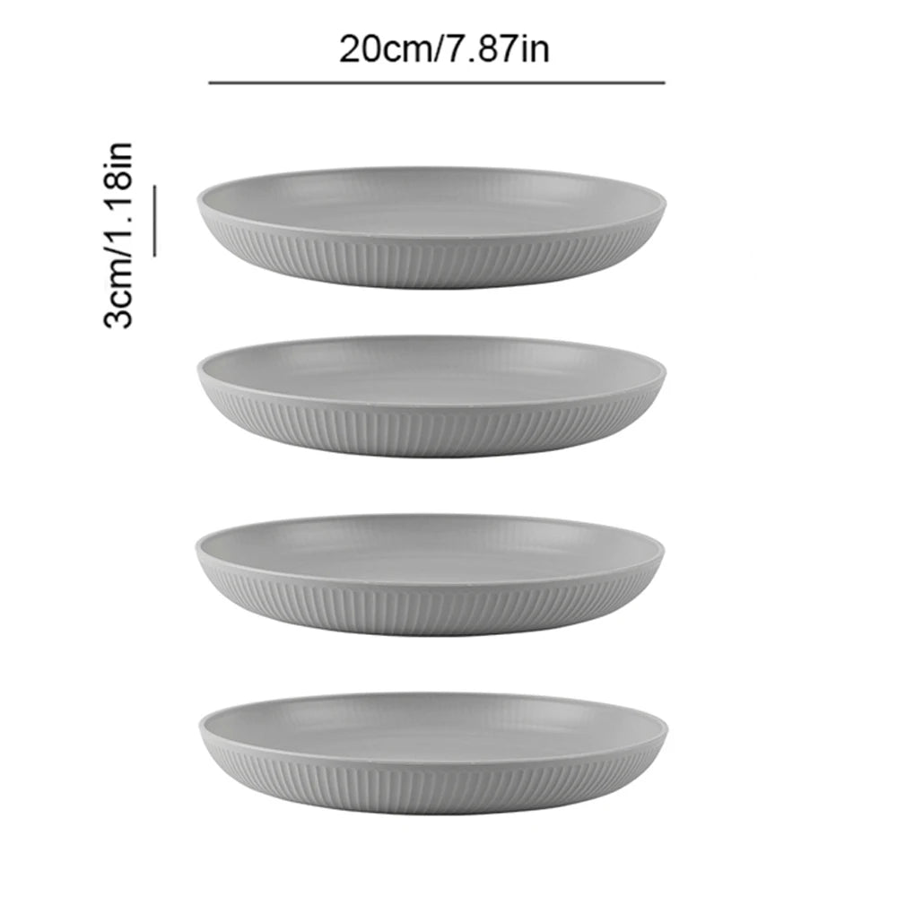 4Pcs Wheat Straw Dinner Plates Set | Eco-Friendly, Dishwasher Safe, Round Plates | Sustainable Tableware for Home, Hotel, & Party