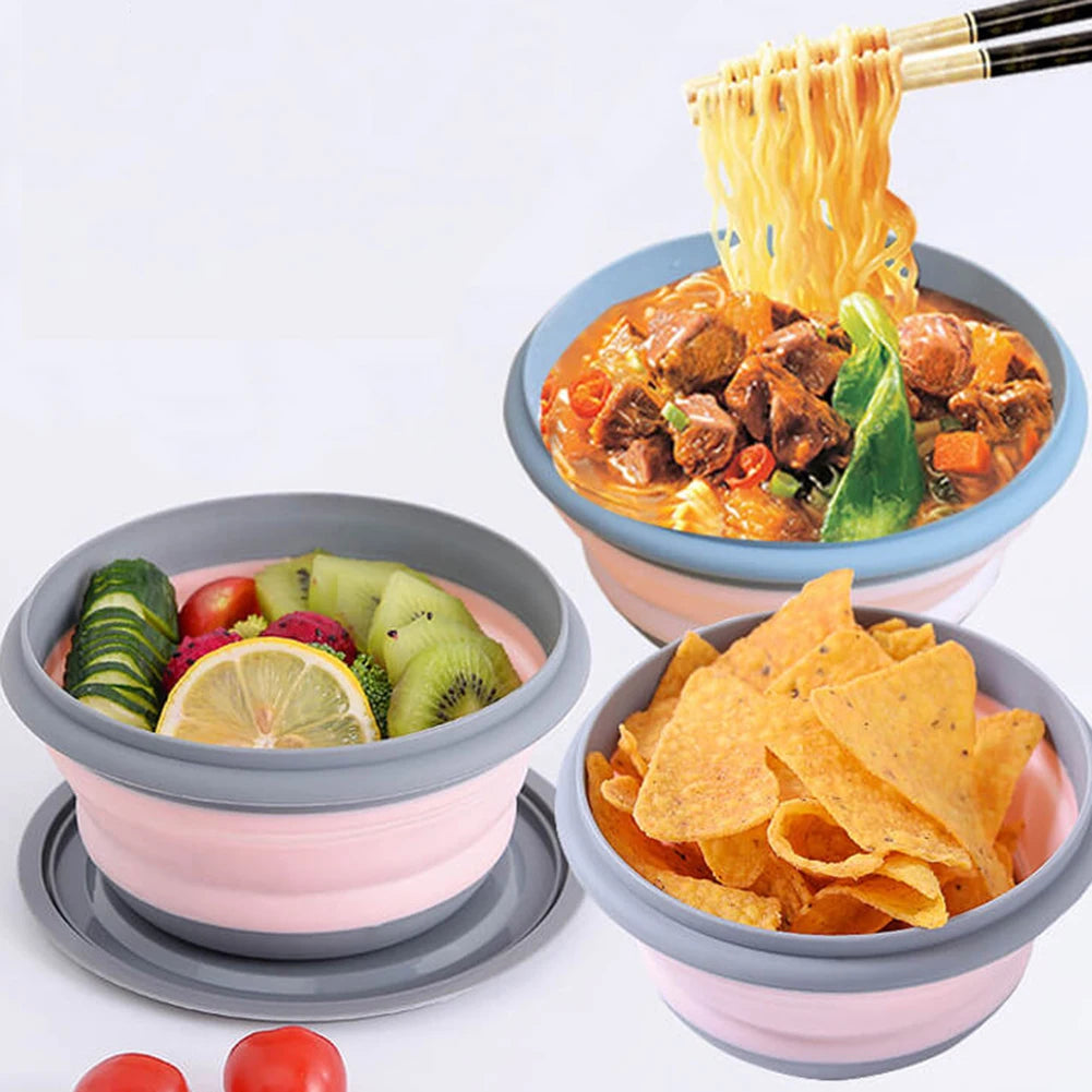 Collapsible Travel Bowl Set | 3-Piece Foldable Plastic Food Container | BPA-Free & Durable