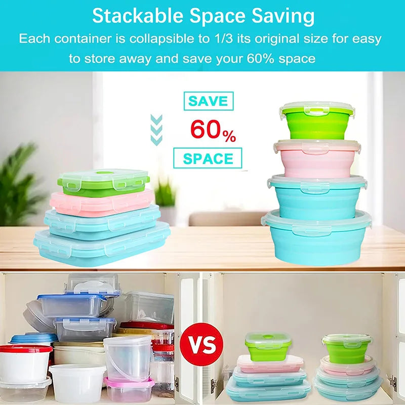 Collapsible Silicone Food Storage Containers | Leakproof, BPA-Free & Microwavable