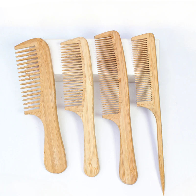 Bamboo Wide Tooth Comb | Anti-Static Detangling Hair Brush for Curly & Straight Hair | Gentle Scalp Massage & Smoothing | Eco-Friendly for Women & Men