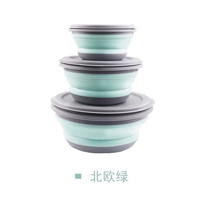 Collapsible Travel Bowl Set | 3-Piece Foldable Plastic Food Container | BPA-Free & Durable