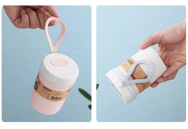 Portable Wheat Straw Coffee Mug with Lid & Spoon – Eco-Friendly, Leakproof & Reusable Travel Cup