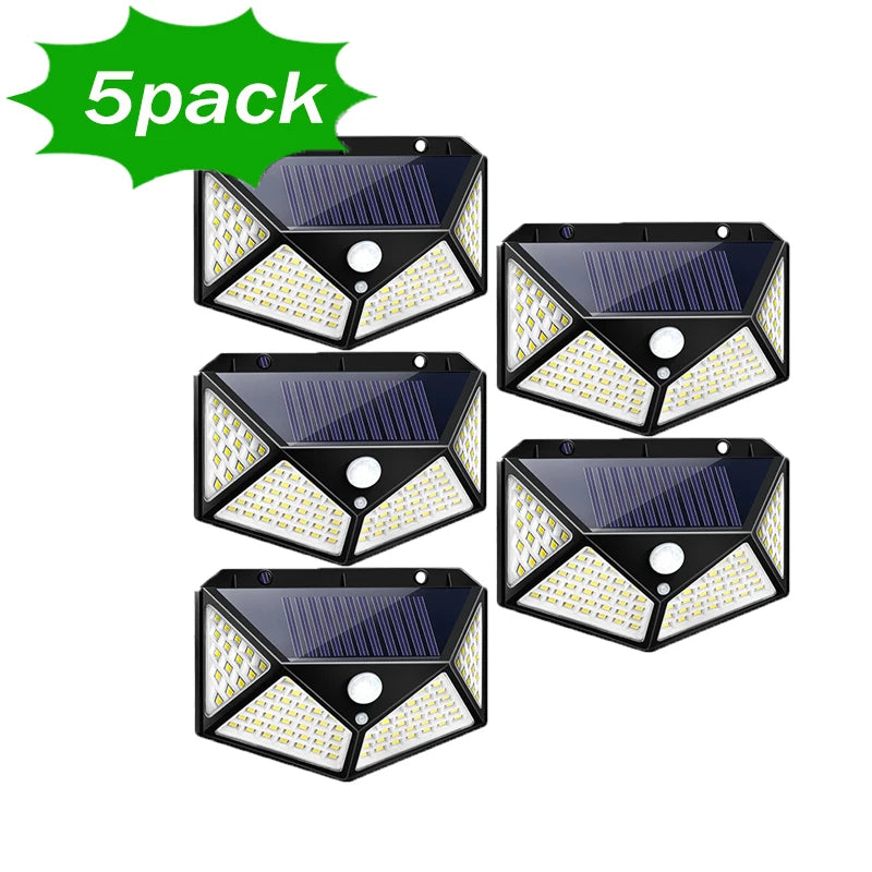 Solar Motion Sensor Light – 100 LED Ultra-Bright Outdoor Security Lamp, Waterproof, with 3 Modes