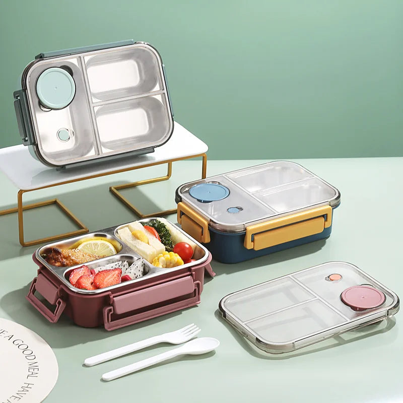 Stainless Steel Leakproof Lunch Box – Eco-Friendly, Insulated Food Container with Cutlery