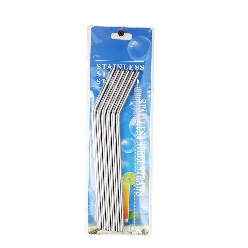 6PCS Reusable Stainless Steel Straws | 304 Metal Drinking Straws | Straight & Bent with Cleaning Brush & Case | Eco-Friendly Bar & Party Accessory