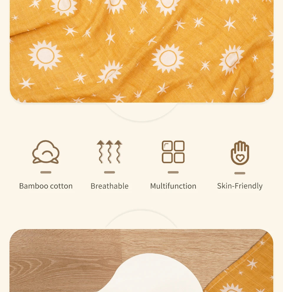 Muslin Swaddle - Soft & Breathable Bamboo Cotton Blanket (120x110 cm) | Newborn Wrap & Stroller Cover