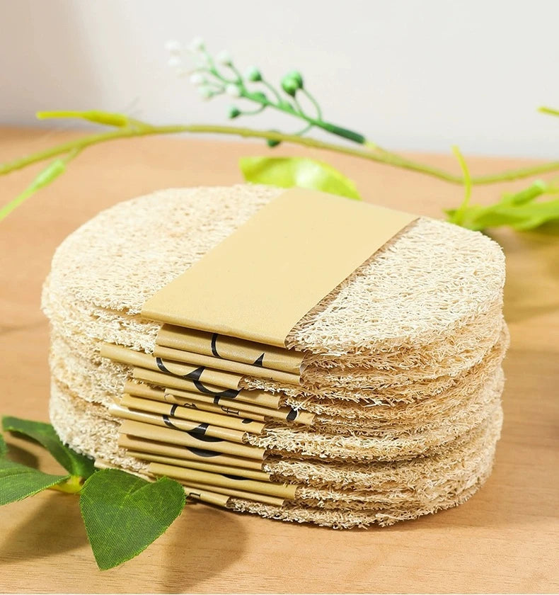 5PCS Natural Loofah Scrub Pads | Eco-Friendly Dishwashing Sponges for a Zero-Waste Kitchen