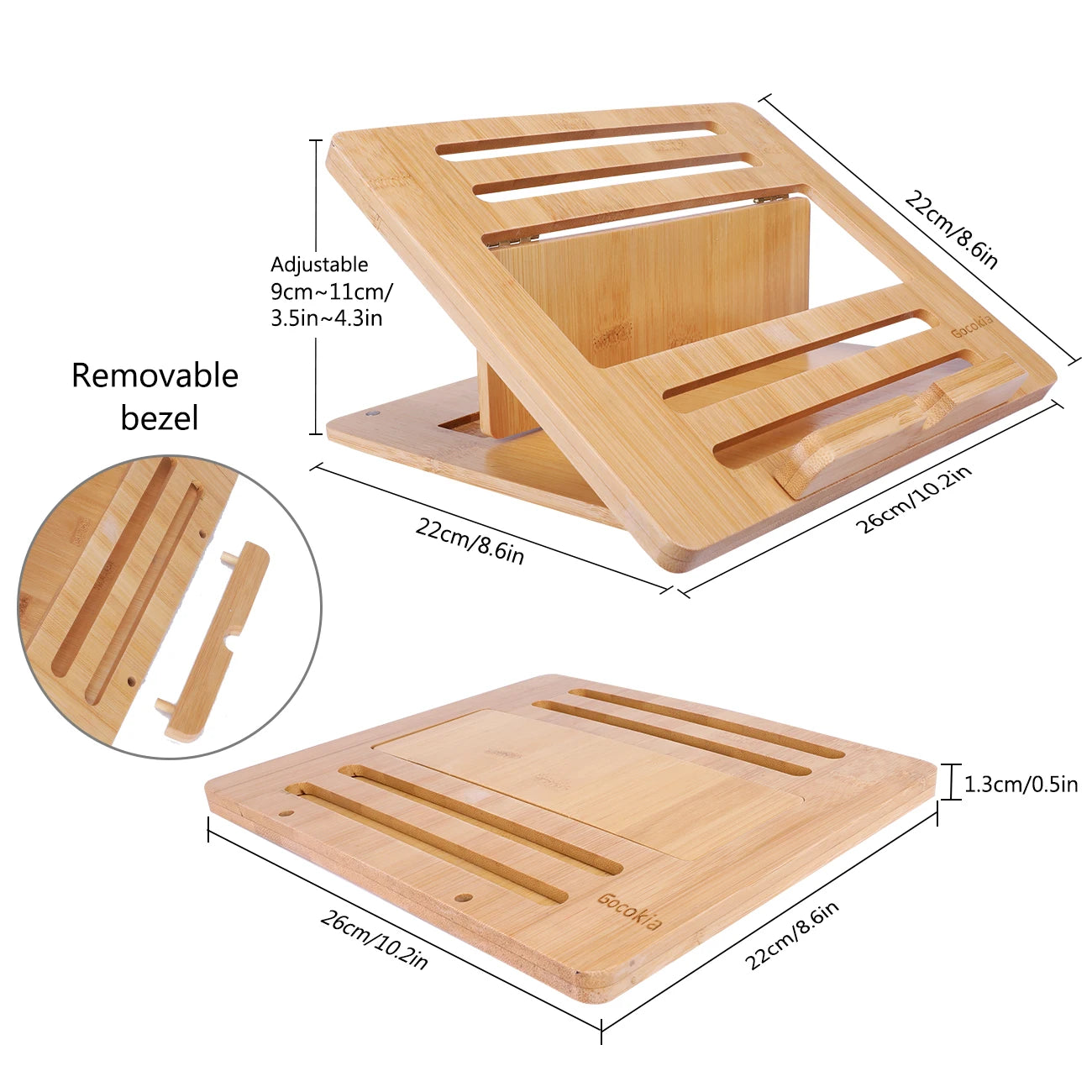 Eco-Friendly Bamboo Laptop Stand – Foldable, Adjustable Multi-Angle Holder for MacBook, iPad, and More