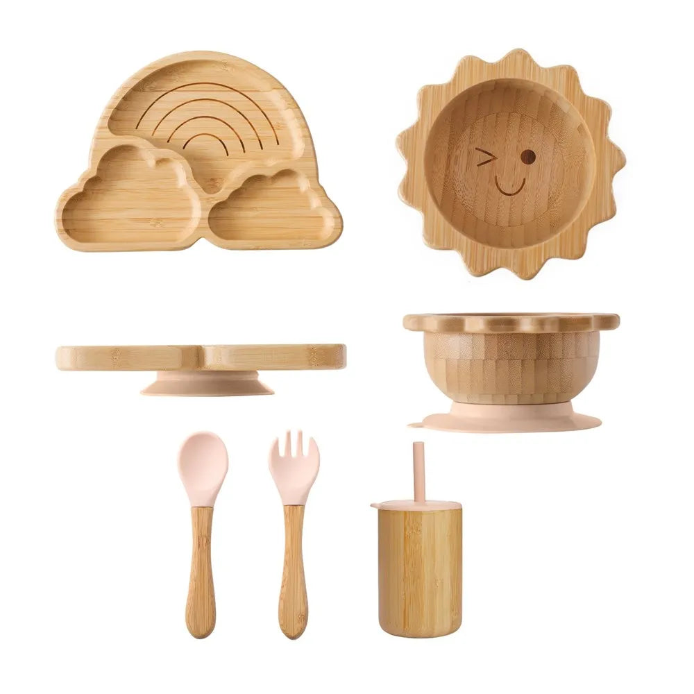 Eco-Friendly Baby Bamboo Dinnerware Set | Non-Toxic | Suction Base | Safe Feeding Essentials