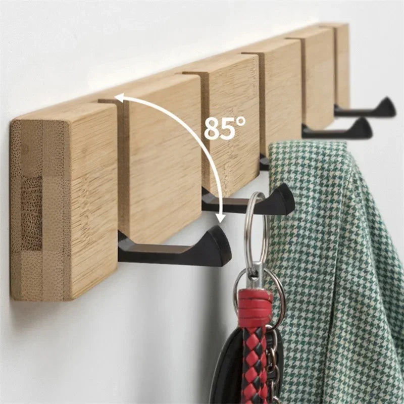 Bamboo Wall-Mounted Coat Rack – 3 & 4 Hook Options, Modern & Space-Saving